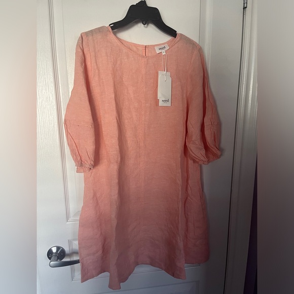 NWT SEED Heritage - Core Linen Mini Dress in Tulip Pink Crossdye  - US 6 - Picture 5 of 5